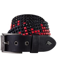 Shrink Leather Belt in Black Red