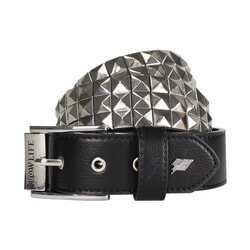 Vegan Triple S Studded Faux Leather Belt in Black and Silver