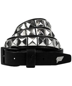 Single Stud Leather Belt in Black and Silver