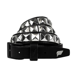 Single Stud Leather Belt in Black and Silver