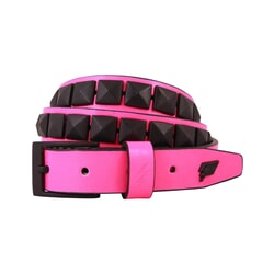 Single Stud Leather Belt in Pink and Black