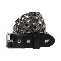 Armor Leather Belt in Black and Silver