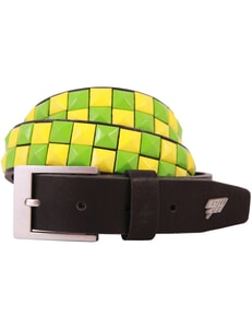 Dub Leather Belt in Black Green and Yellow