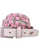 Dub Leather Belt in White Pink