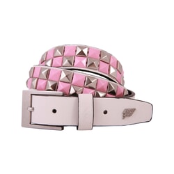 Dub Leather Belt in White Pink