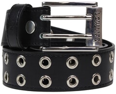 Lowlife Duplici Vegan Double Eyelet Faux Leather Belt in Black & Silver for men and women