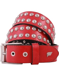 Sphere Leather Belt in Red