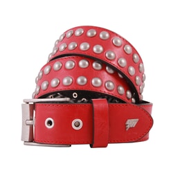 Sphere Leather Belt in Red