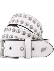 Sphere Leather Belt in White