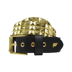 Lowlife Triple S Studded Leather Belt in Black and Gold for men and women
