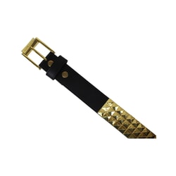 Triple S Studded Leather Belt in Black and Gold