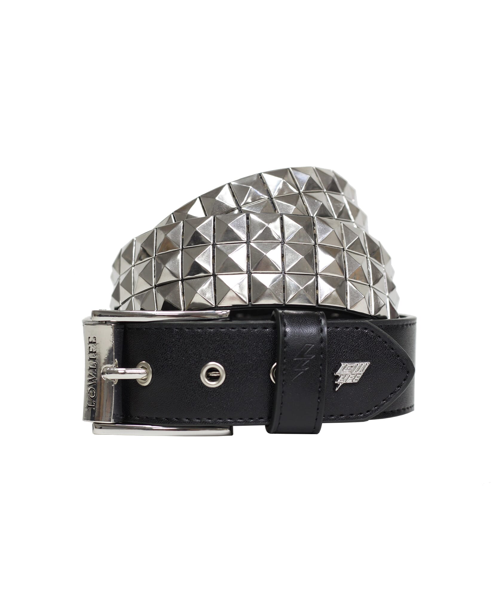 Triple S Studded Leather Belt in Black and Silver