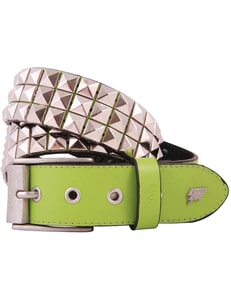 Lowlife Triple S Studded Leather Belt in Neon Green for men and women