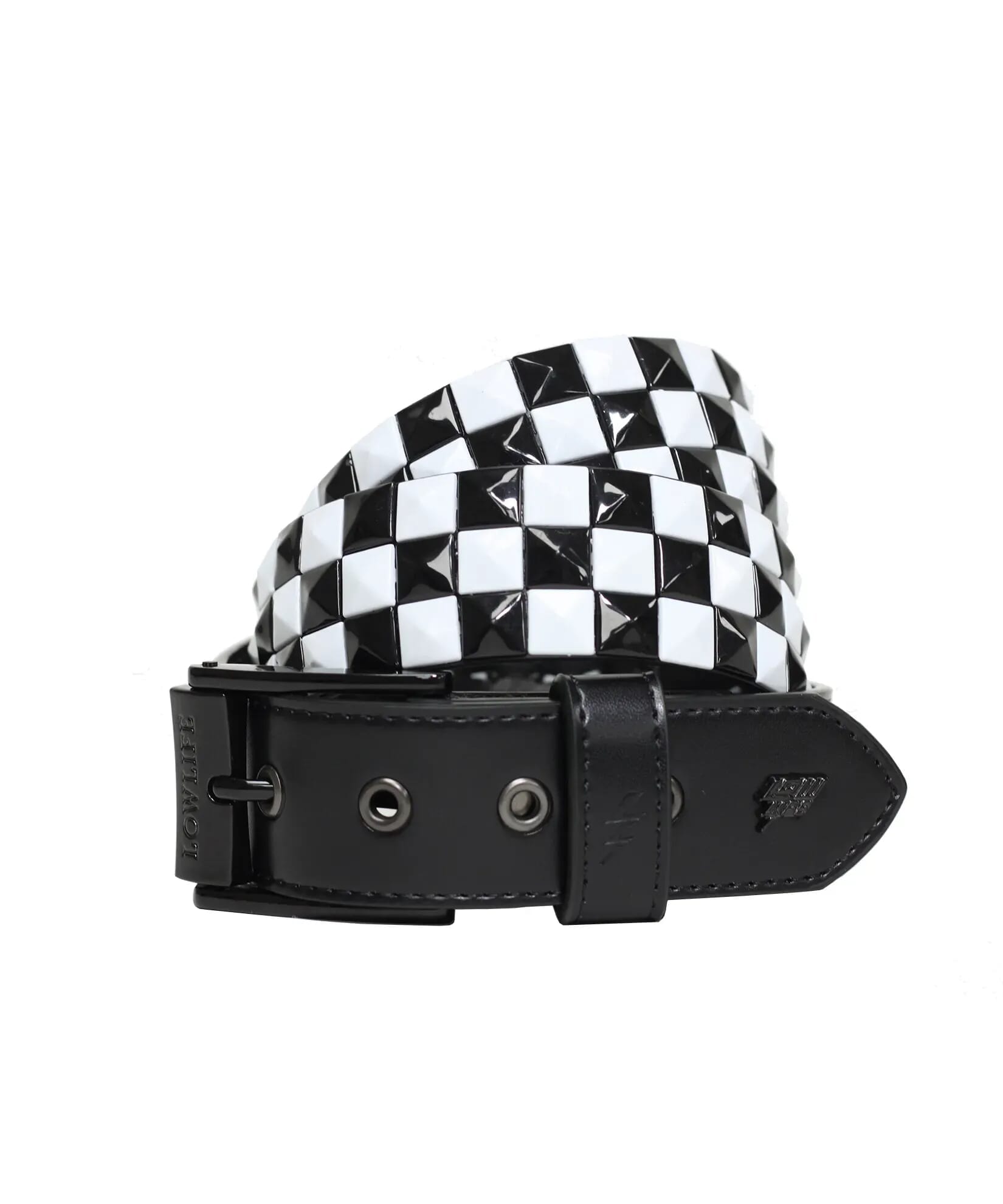 Triple Studded Leather Belt Black and White - Lowlife