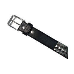 Vegan Triple S Studded Faux Leather Belt in Black and Silver