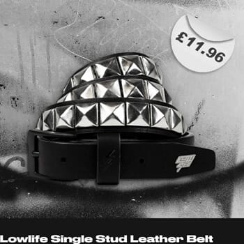 Lowlife Single Stud Leather Belt in Black and Silver