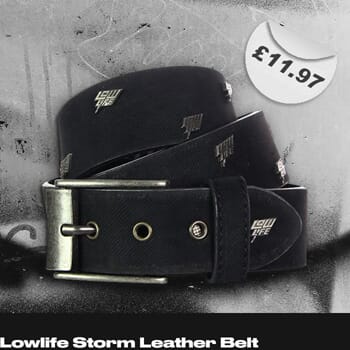 Lowlife Storm Leather Belt in Black