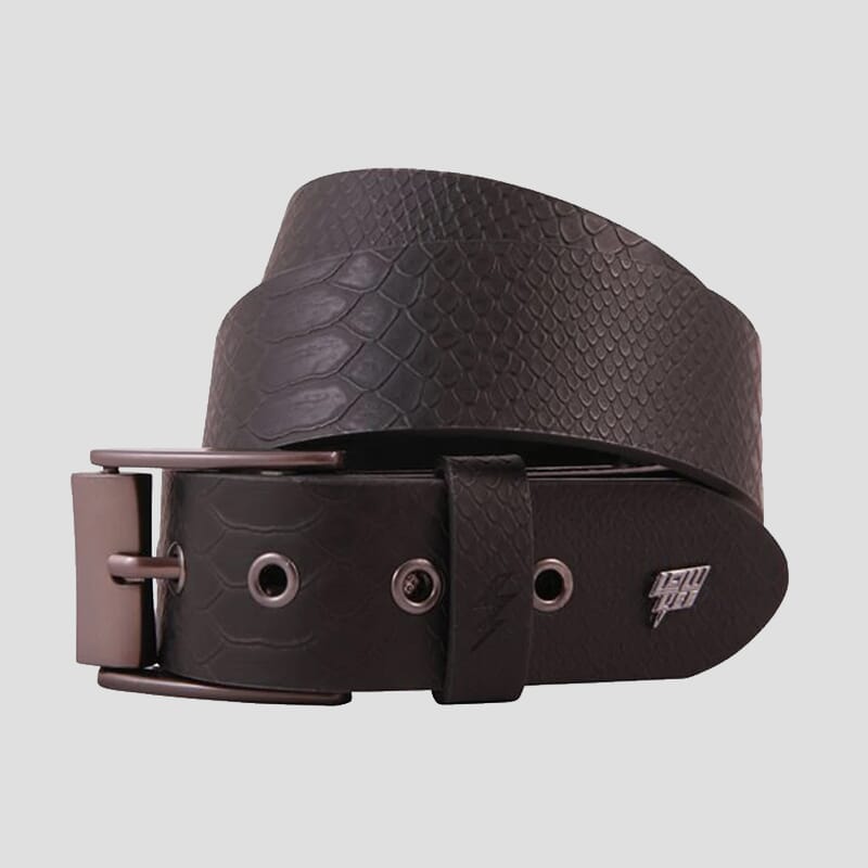 Lowlife Adder Leather Belt in Black Snakeskin