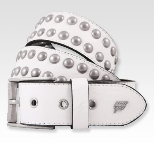 Lowlife Sphere Leather Belt in White