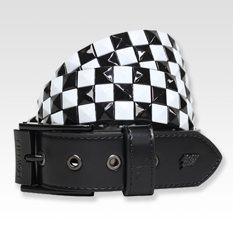 Lowlife Triple S Studded Leather Belt in Black and White